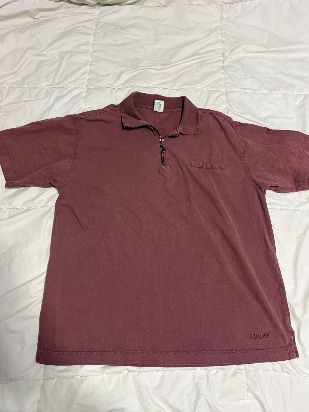 Levi's Men's Quarter-Zip Polo in Burgundy